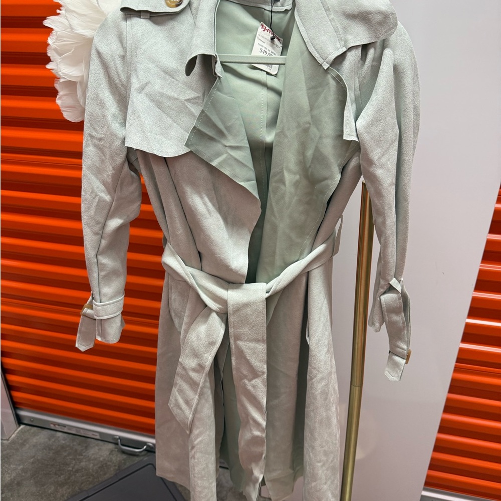 Few moda new Women's light mint Trench Coat